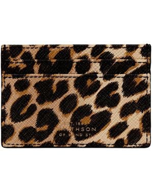 Smythson Panama Kartenetui Mit Leoparden-Print - Schwarz