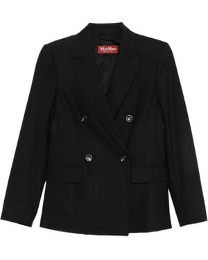Max Mara Double-Breasted Wool Jacket - Black