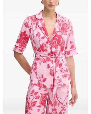 Fracomina Floral-Print Belted Blouse - Pink