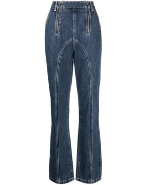 Self-Portrait Straight Jeans With Contrasting Stitching - Blue