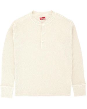 Fortela Amish Waffle-Knit Henley T-Shirt - Natural