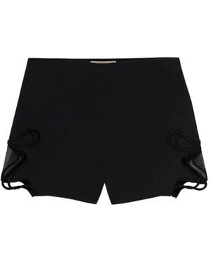 Blumarine Intarsia-Embroidered Cady Shorts - Black