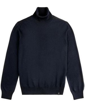 Fay Roll-Neck Ribbed-Trim Sweater - Blue