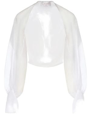 Genny Silk Cropped Blouse - White