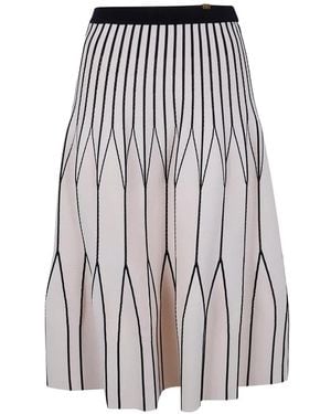 Elisabetta Franchi Midi Knit Skirt - White