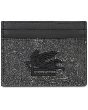 Etro Paisley-Print Cotton-Blend Cardholder - Grey