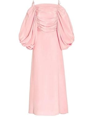 Rodarte Off-shoulder Silk Dress - Pink