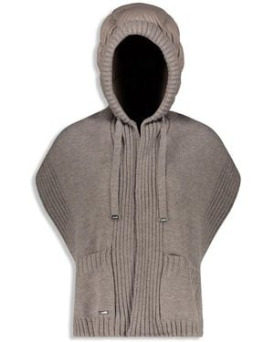 Moorer Hooded Ribbed Scarf - Grey