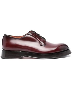 Santoni レザー ダービーシューズ - ブラウン