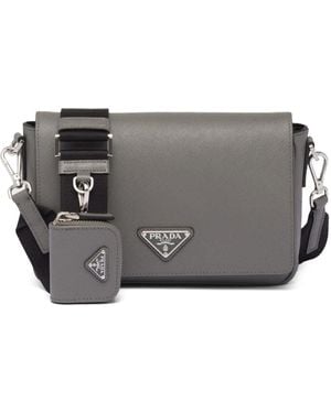 Prada Schoudertas Met Logo - Grijs