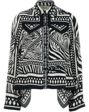 Blumarine Camisa De Sarga Estampada - Negro