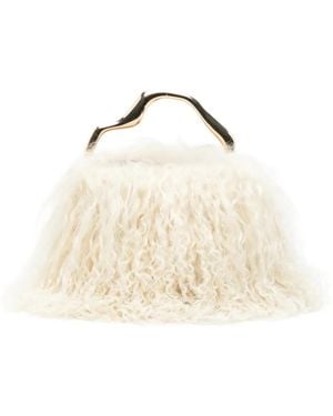 Cult Gaia Solene Shearling Tote Bag - Natural
