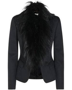 Elisabetta Franchi Faux-Fur Trim Tailored Jacket - Black