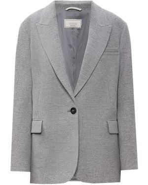 Peserico Button Single-Breasted Jacket - Grey