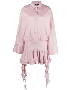 Blumarine Dropped-Waist Ruffled Shirtdress - Pink
