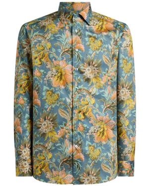 Etro Cotton Satins Shirt With Floral Motif - Green