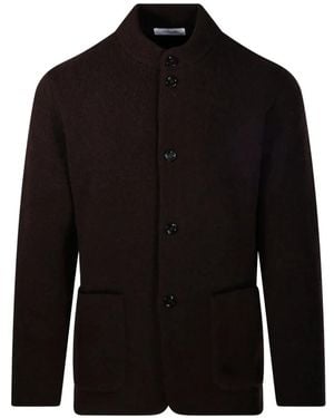 Lardini Button-Up High-Neck Coat - Black