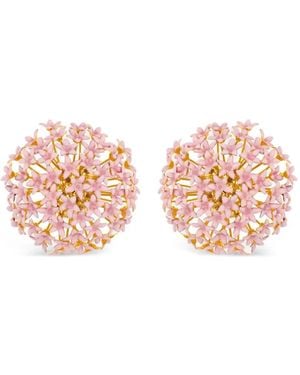 Oscar de la Renta Large Foxglove Pompom Earrings - Pink