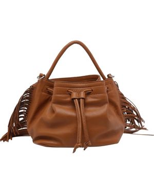 Vic Matié Travel Fringed Bucket Bag - Brown