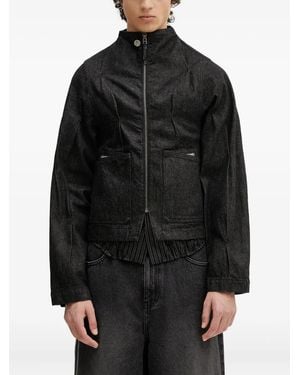 Adererror Zip-Fastening Pleated Denim Jacket - Black