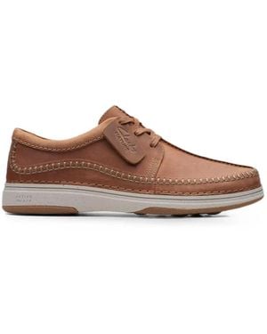 Clarks Nature 5 Whipstitch-Detail Derby Shoes - Brown