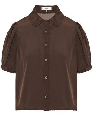 FRAME Blusa de manga farol con botones - Marrón