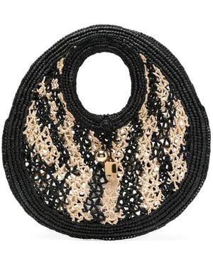 Jacquemus Raffia Circle-Handle Tote Bag - Black