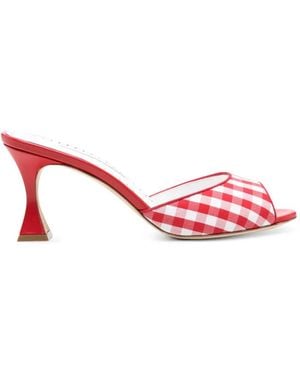 Manolo Blahnik Jadara Gingham Mules - Pink