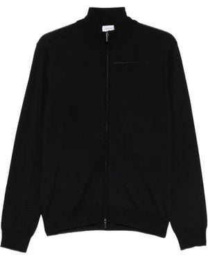 Heritage Zip-Up Ribbed-Knit Cardigan - Black
