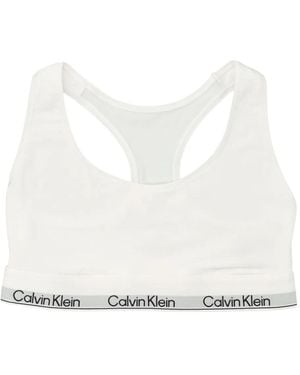 Calvin Klein Racerback Logo Bralette - ホワイト