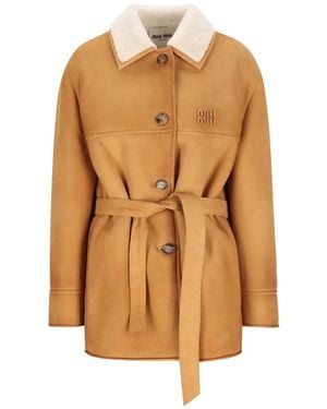 Miu Miu Jacke Aus Shearling - Orange