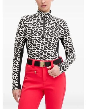 Bogner Top Jasmina Con Monograma Y Media Cremallera - Rojo