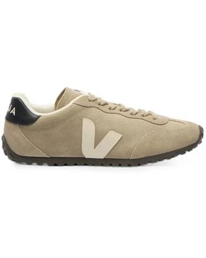 Veja Suede Logo-Patch Sneakers - White