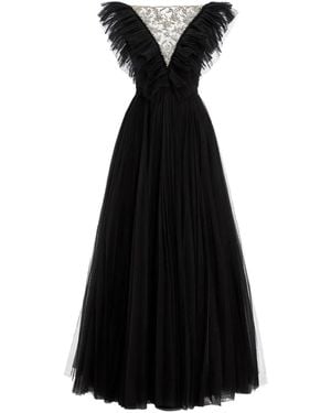 Jenny Packham ラッフルチュール マキシドレス - ブラック