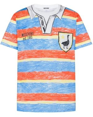 Moschino Printed Organic Cotton Jersey T-Shirt - Blue