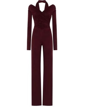 ANDAMANE Yvonee Draped Halterneck Jumpsuit - Red