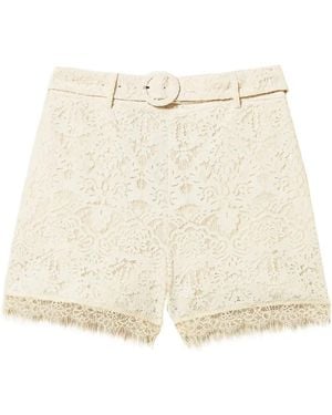 Twinset Lace Shorts With Belt - Natural