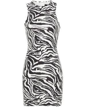 ROTATE BIRGER CHRISTENSEN Zebra-Print Sequin Embellished Dress - Black