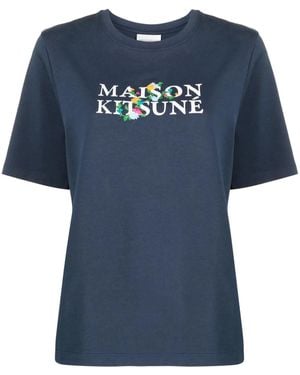 Maison Kitsuné T-Shirt Mit Logo-Print - Blau