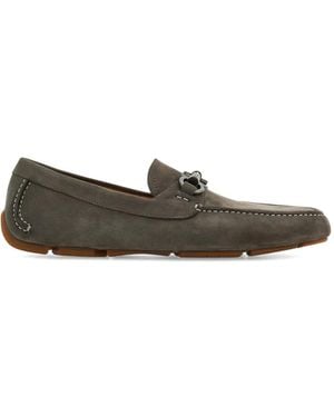 Ferragamo Gancini Ornament Driver Loafers - Grey