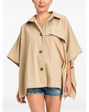 Twinset Trench-Style Gabardine Poncho - Natural