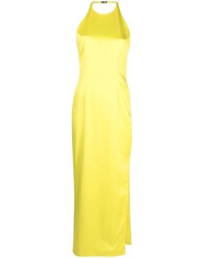 Gcds Satin Dress With American Neckline - Yellow