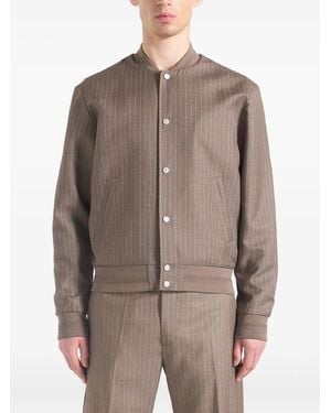 Manière De Voir Savin Pinstripe Bomber Jacket - Brown