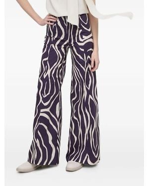 Liviana Conti Kalhoty Wave-Print Trousers - Blue