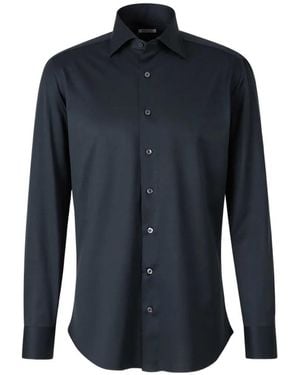 Fray Spread-Collar Button-Up Shirt - Blue