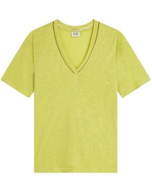 Scotch & Soda V-Neck Open-Knit T-Shirt - Yellow