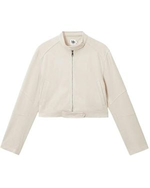 B+ AB Cropped Zip-Front Jacket - White