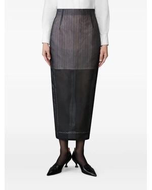 Thom Browne Gestreifter Organza-Bleistiftrock - Schwarz