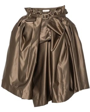 August Barron Belted Paperbag-Waist Mini Skirt - Brown