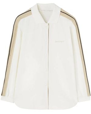 Palm Angels Logo-Embroidered Cotton Track Shirt - Natural